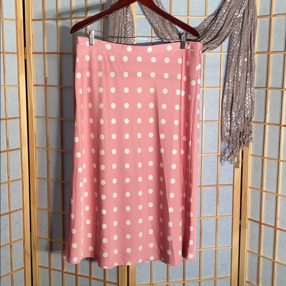 J Crew pink polka dot skirt